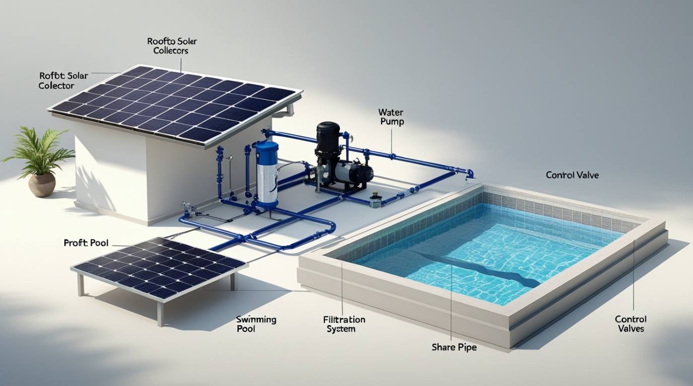 Diagram showing solar thermal energy concept