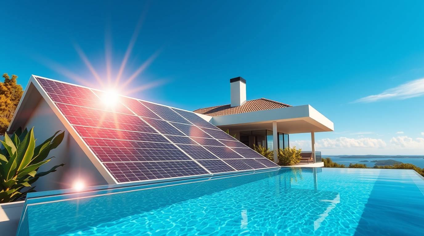 Warm pool on an autumn morning using solar pool heating