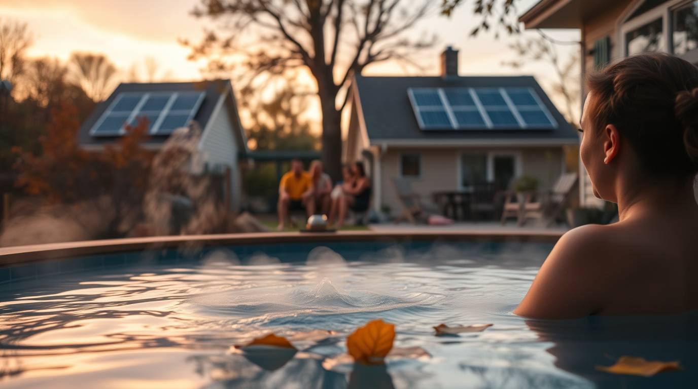 Family in a warm pool