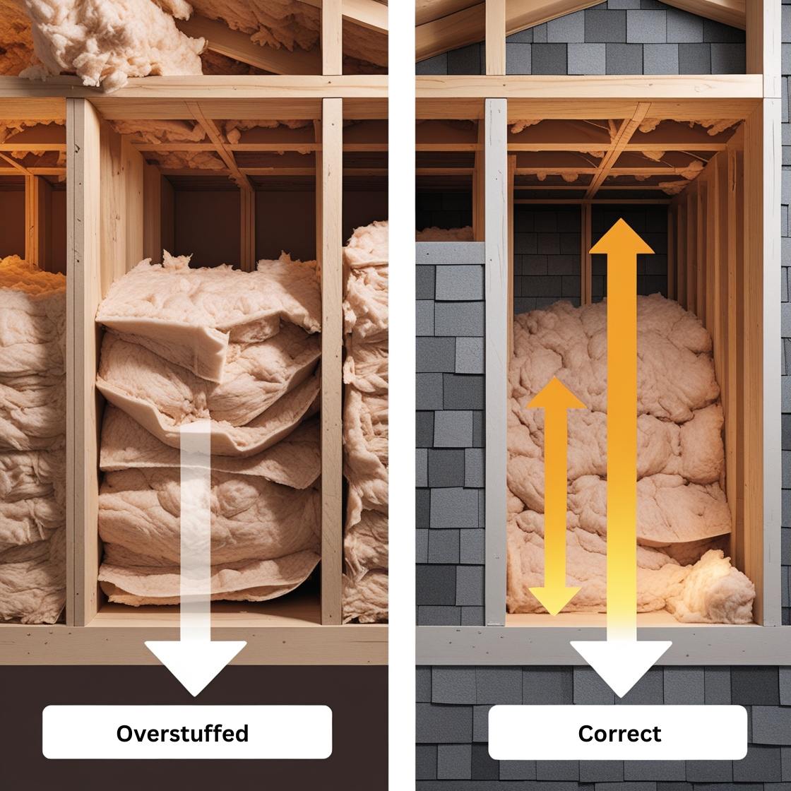 An educational side-by-side illustration showing two caulking scenarios. On the left, a person using indoor latex caulk on an exterior window frame—cracks forming, water leaking in, caulk shrinking and peeling