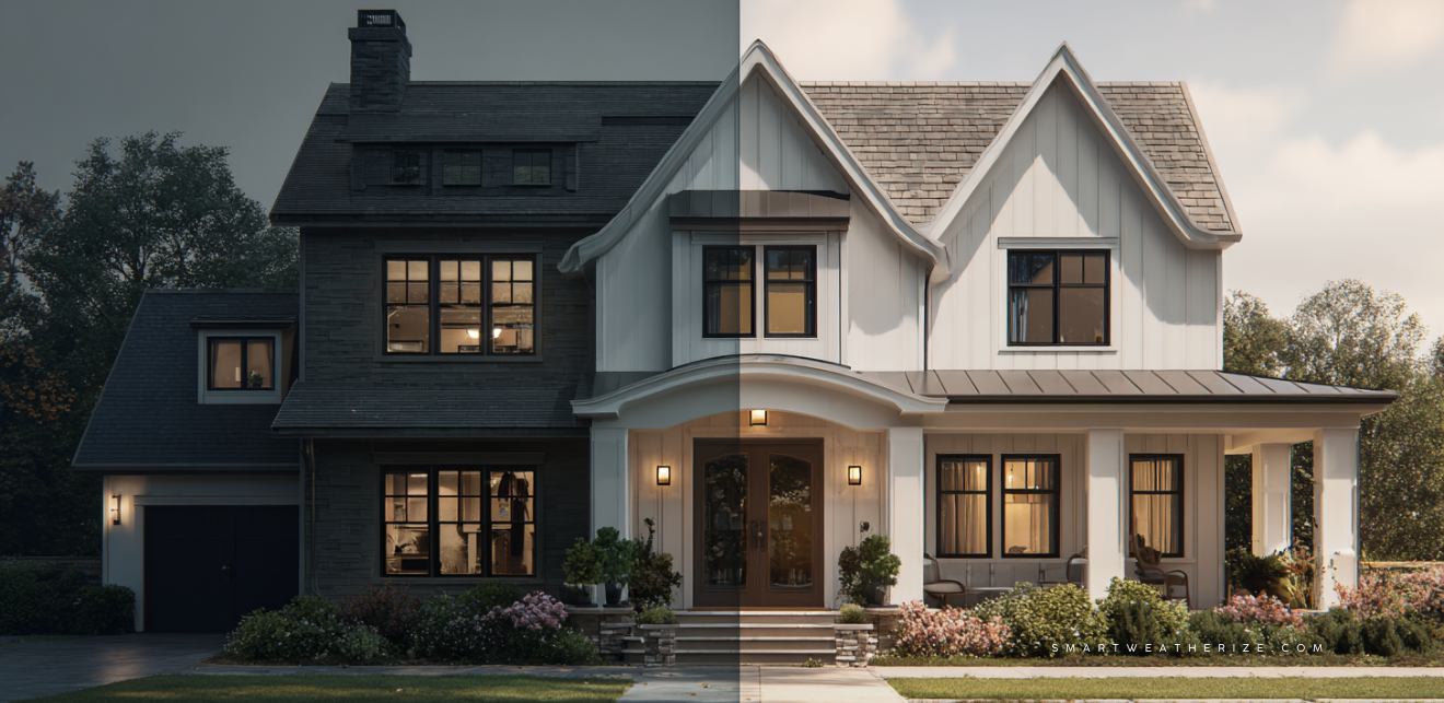 Before-and-after illustration of home energy bills showing real-life HVAC efficiency savings