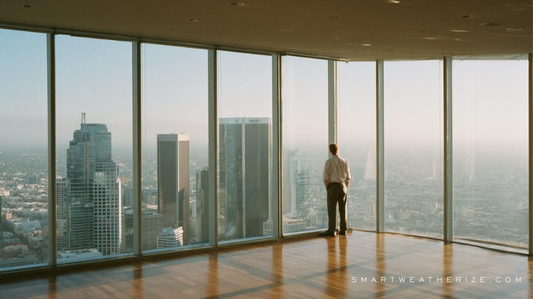 Manager overseeing low-E window and door weatherstripping installations in an office building