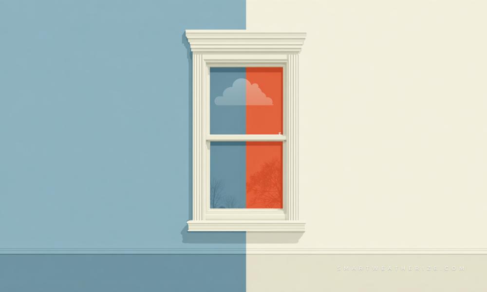 Graphic showing visual indicators for U-factor, SHGC, and ENERGY STAR zones without text