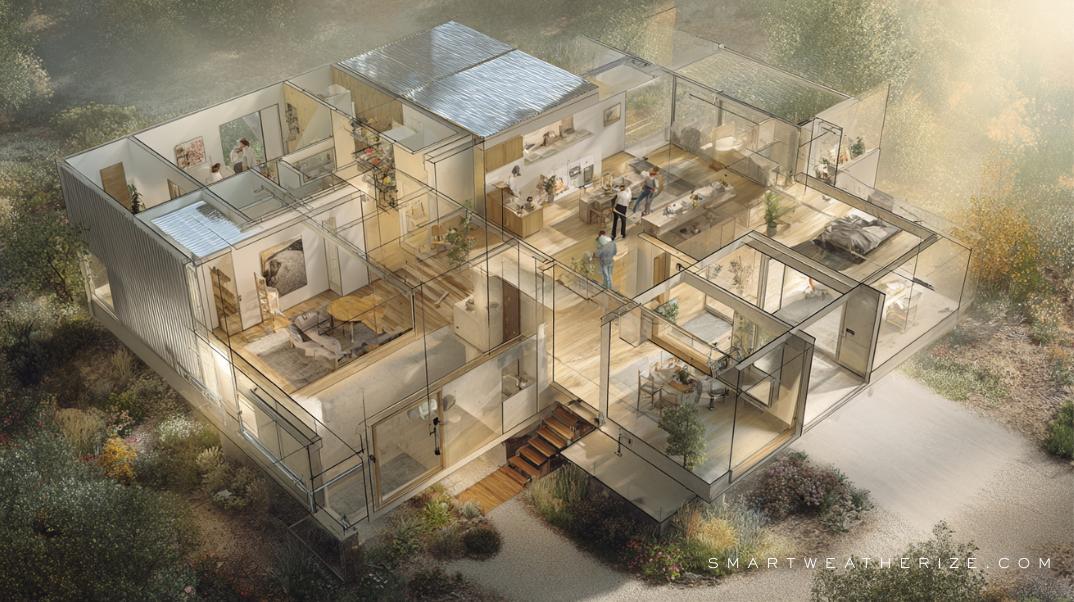 Cutaway of a fully weatherized home