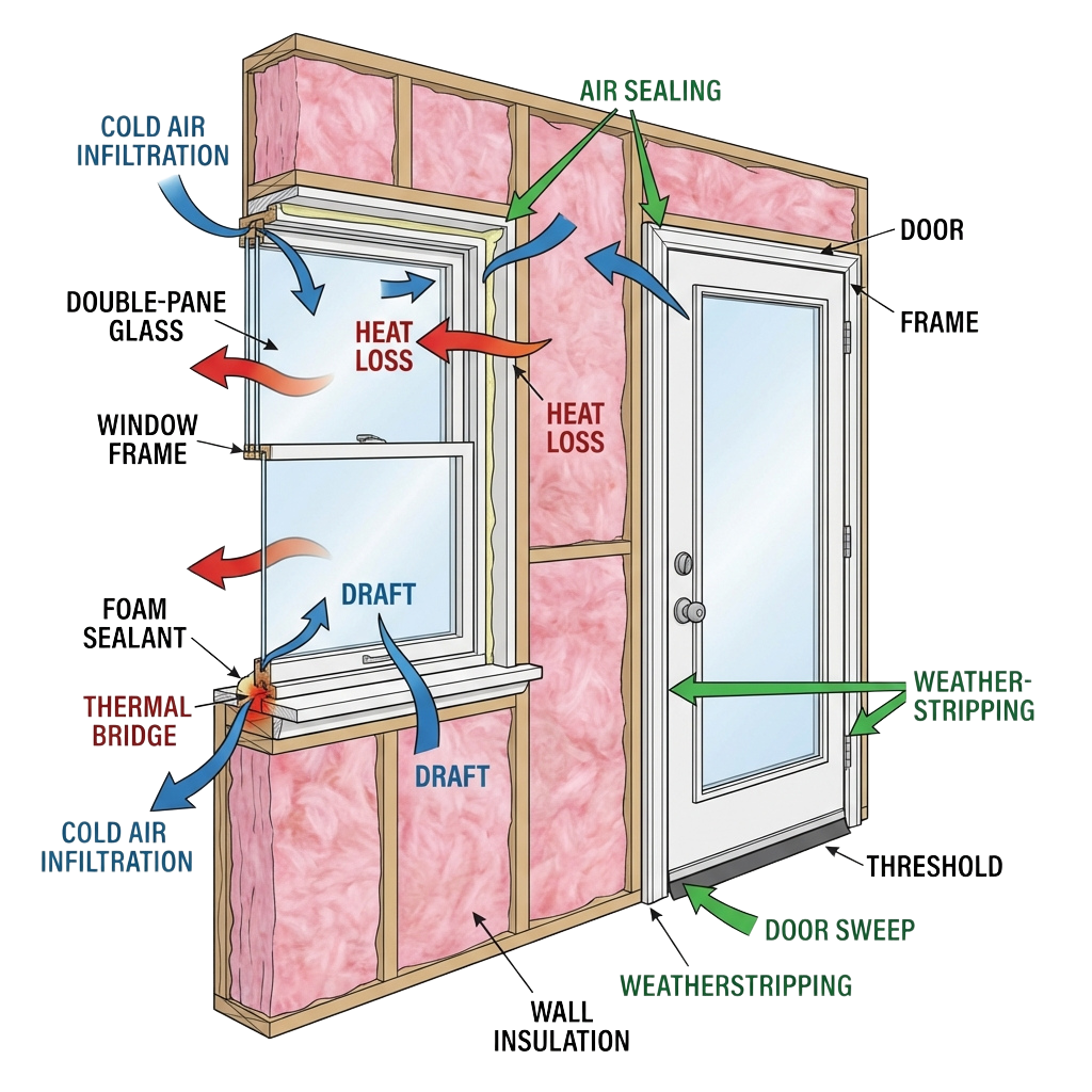 Window and door insulation and air sealing