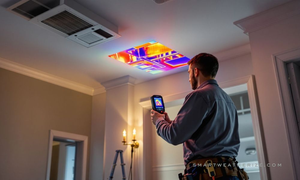 Thermal imaging detecting heat loss